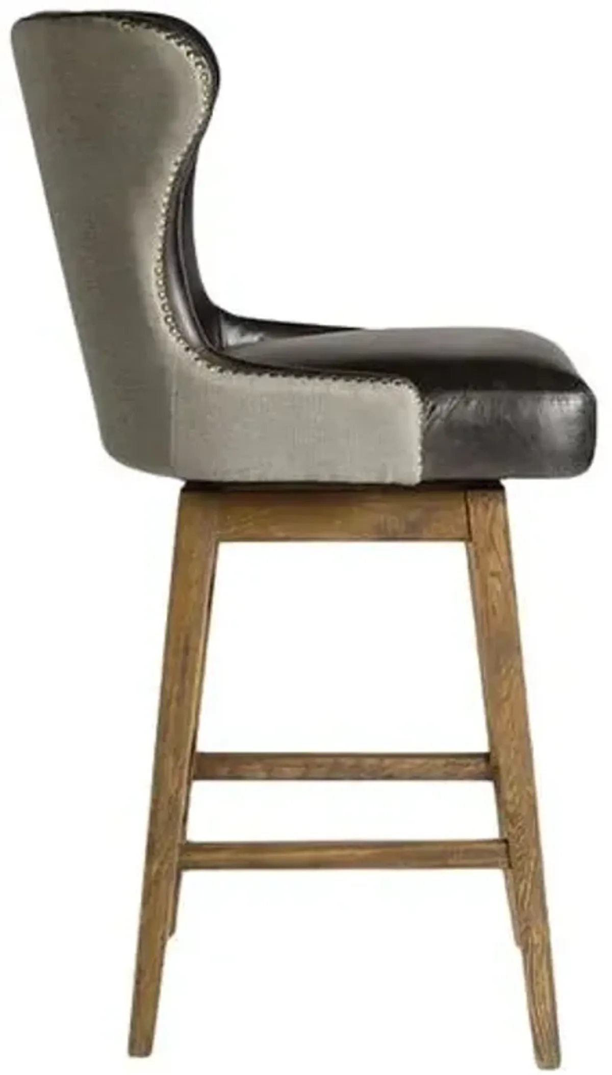 Ethan Swivel Bar Stool - Essex Grey Leather - Gray