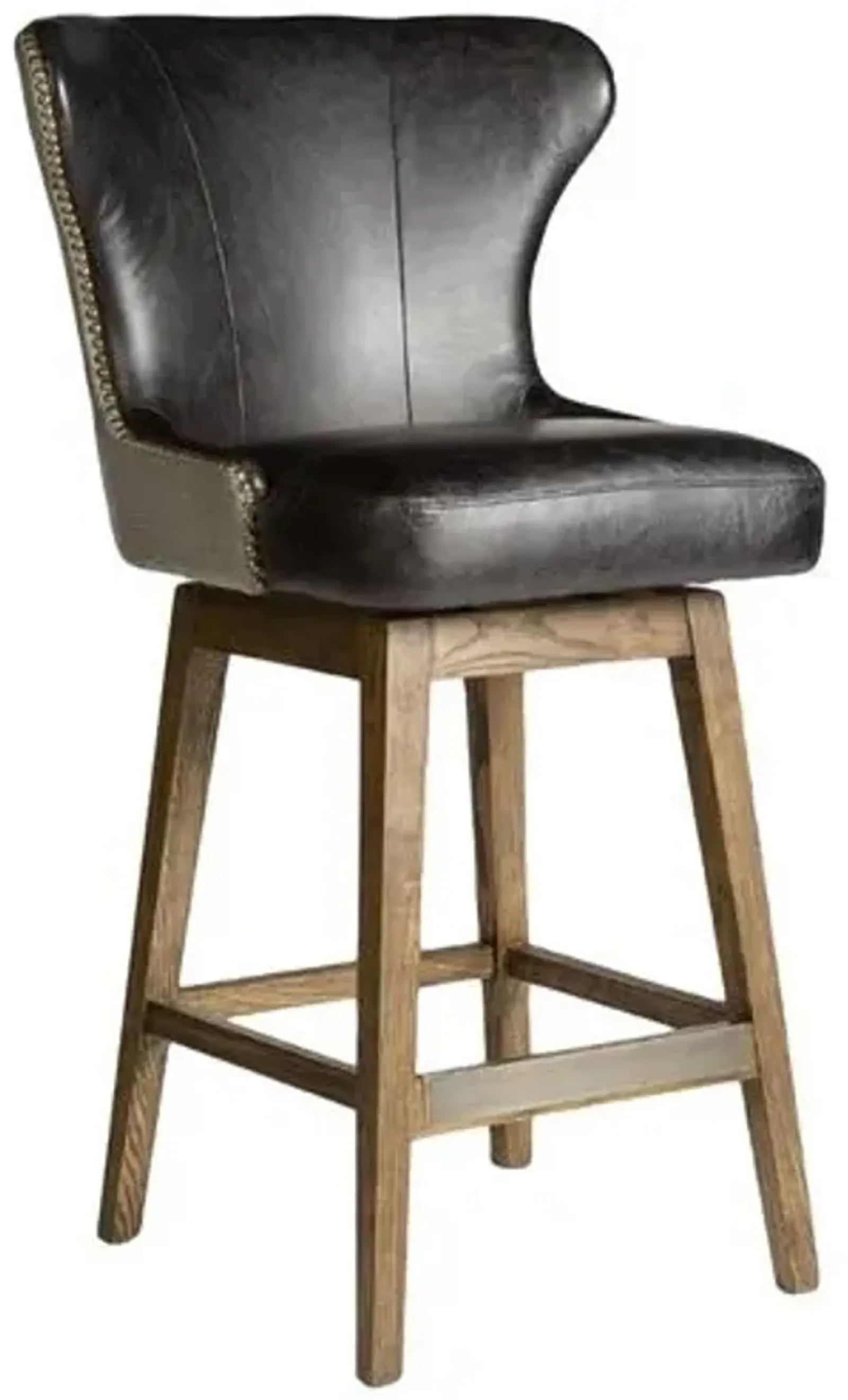 Ethan Swivel Bar Stool - Essex Grey Leather - Gray