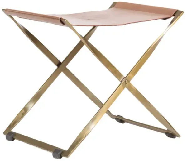 Liam Scissor Ottoman, Tanned Umber Leather