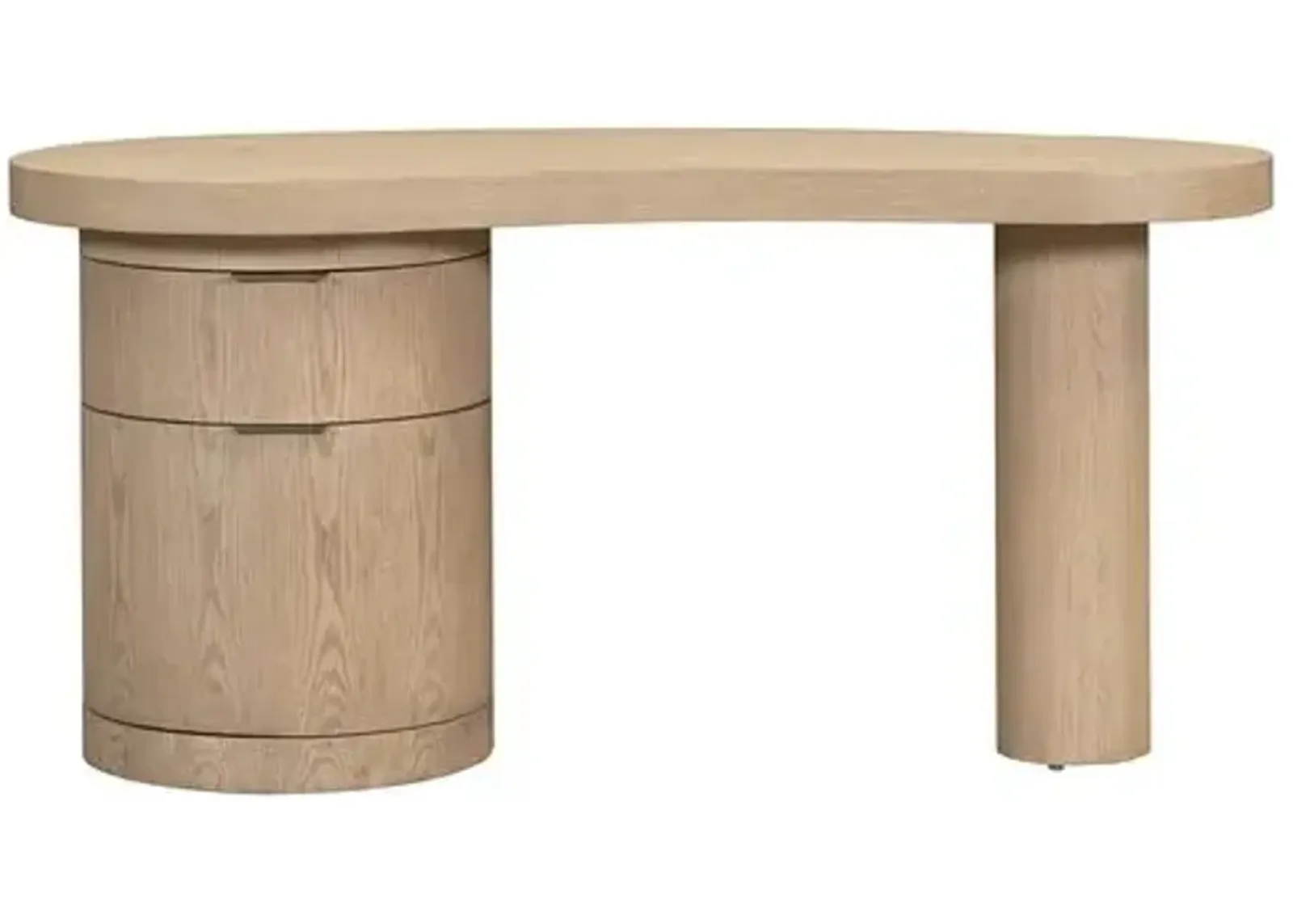 Lucas Curved Desk - Raw Oak - Brown