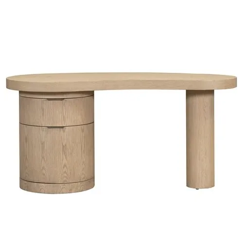 Lucas Curved Desk - Raw Oak - Brown