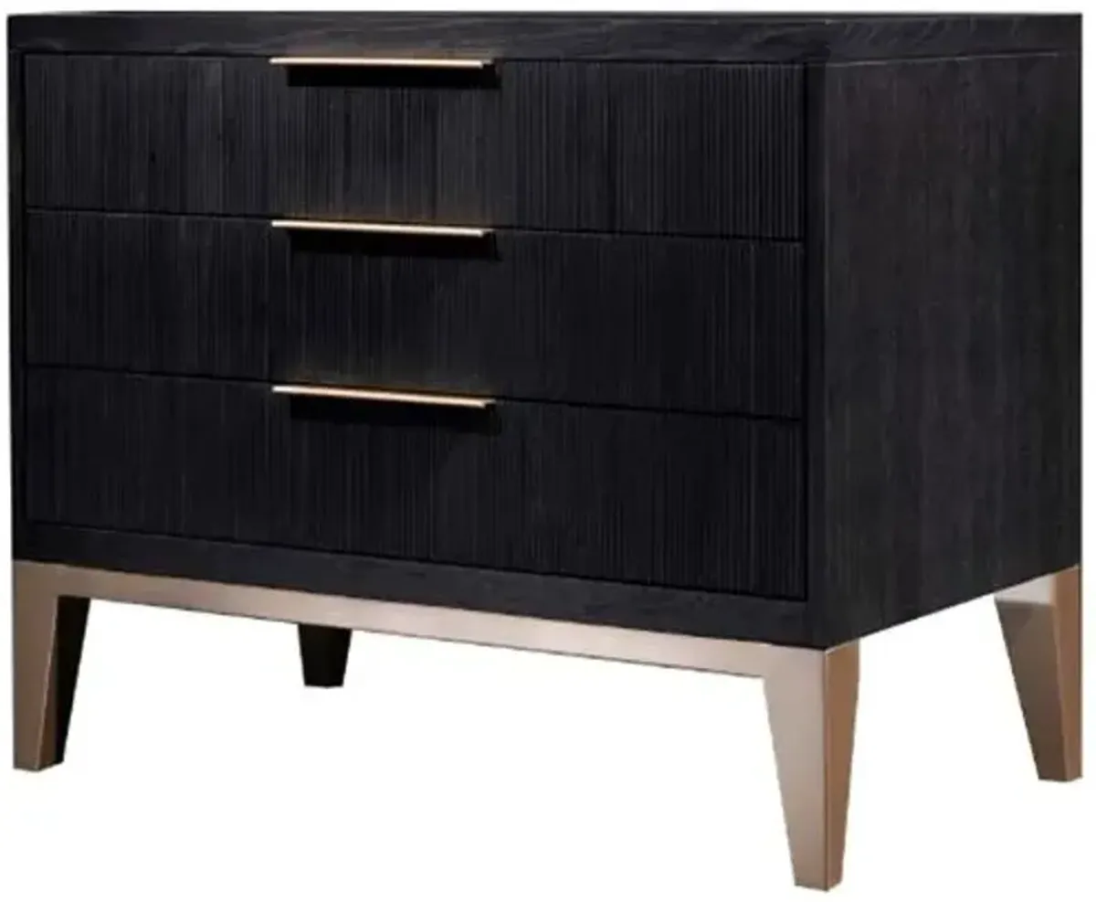 Ella Three Drawer Nightstand - Onyx Oak