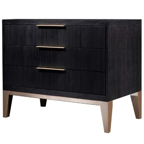 Ella Three Drawer Nightstand - Onyx Oak