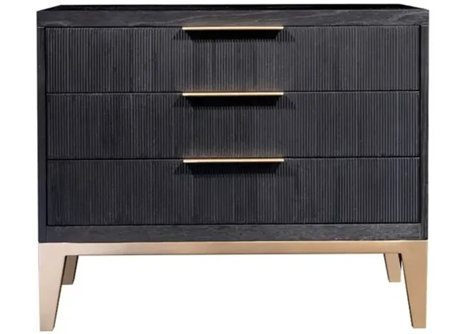 Ella Three Drawer Nightstand - Onyx Oak