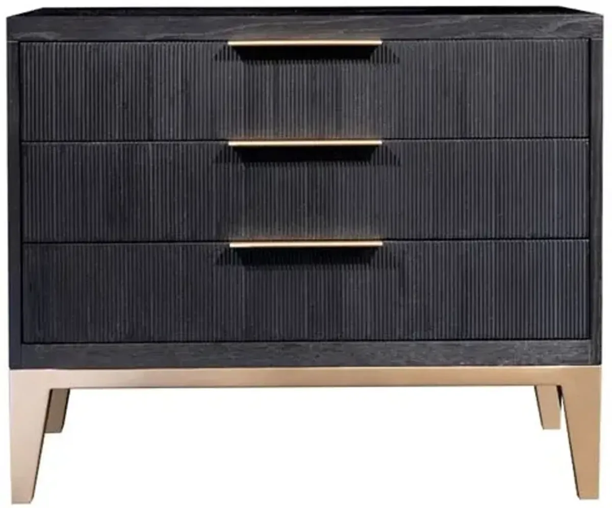 Ella Three Drawer Nightstand - Onyx Oak