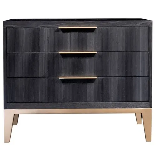 Ella Three Drawer Nightstand - Onyx Oak