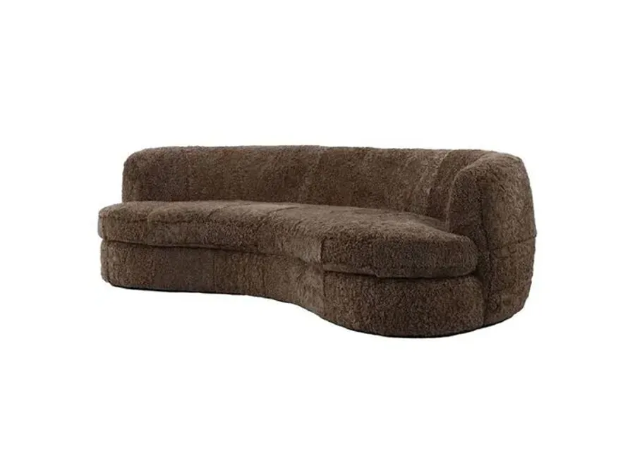 Grace Curved Sheepskin Sofa - Plush Taupe