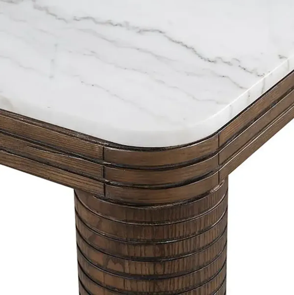 Matthew Dining Table - Brown Oak/White Marble