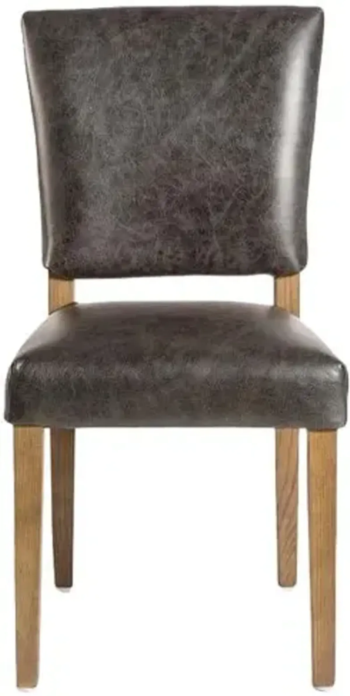 Sofia Leather Dining Chair - Antique Charcoal - Brown