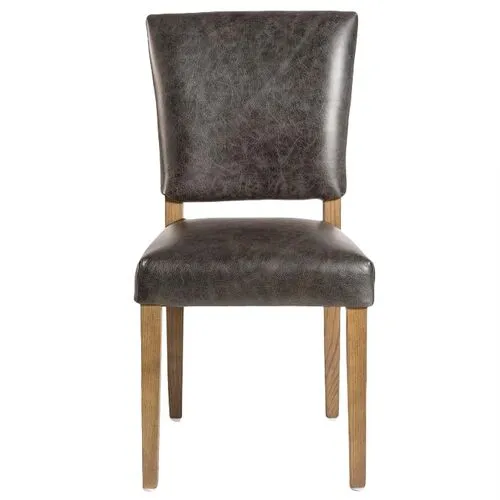 Sofia Leather Dining Chair - Antique Charcoal - Brown