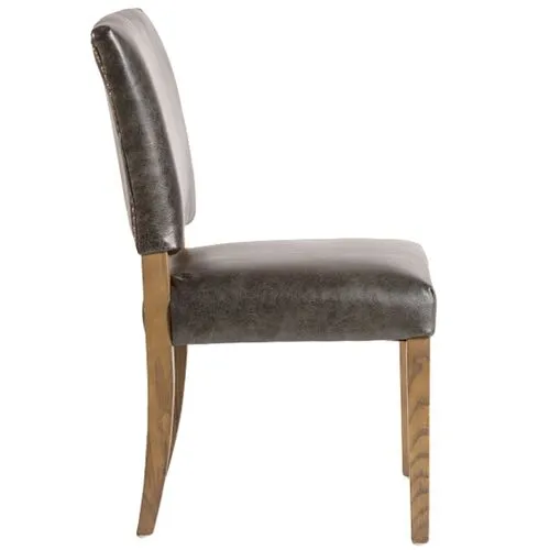 Sofia Leather Dining Chair - Antique Charcoal - Brown