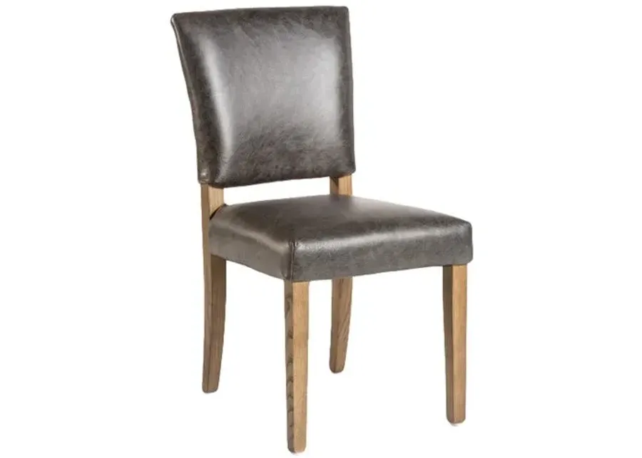 Sofia Leather Dining Chair - Antique Charcoal - Brown