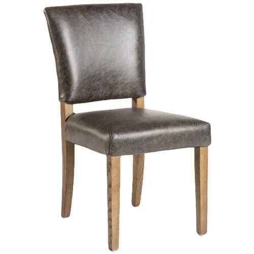 Sofia Leather Dining Chair - Antique Charcoal - Brown