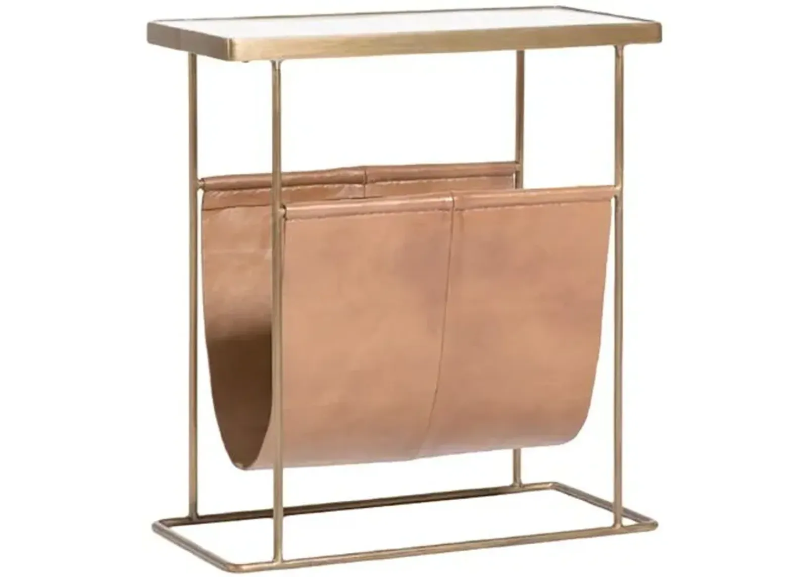 Lillian Accent Table - Leather/Antique Brass - Gold - 22Hx20Wx10D in