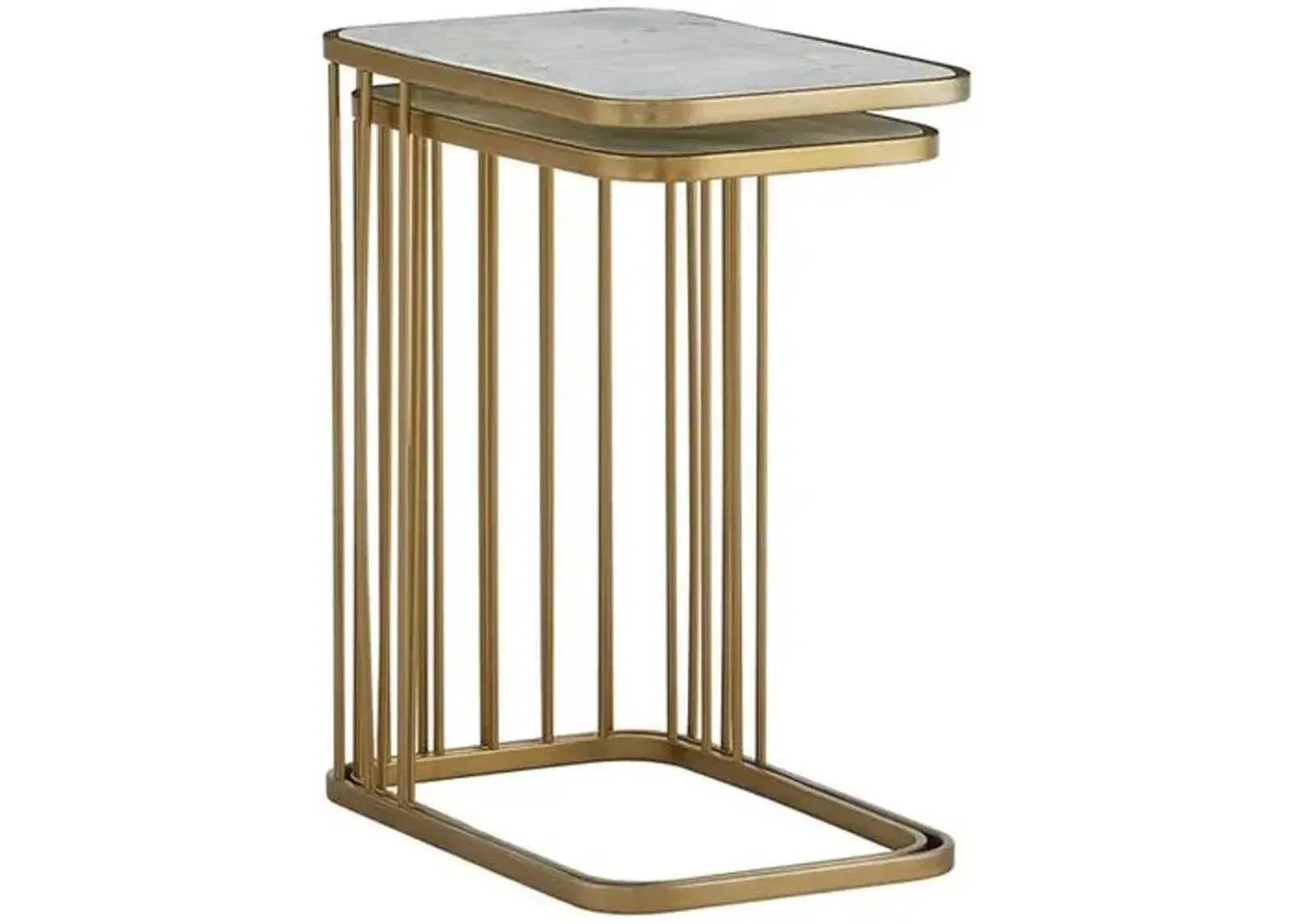 Addison Nesting Tables - Cloud Marble/Antique Brass - Gold