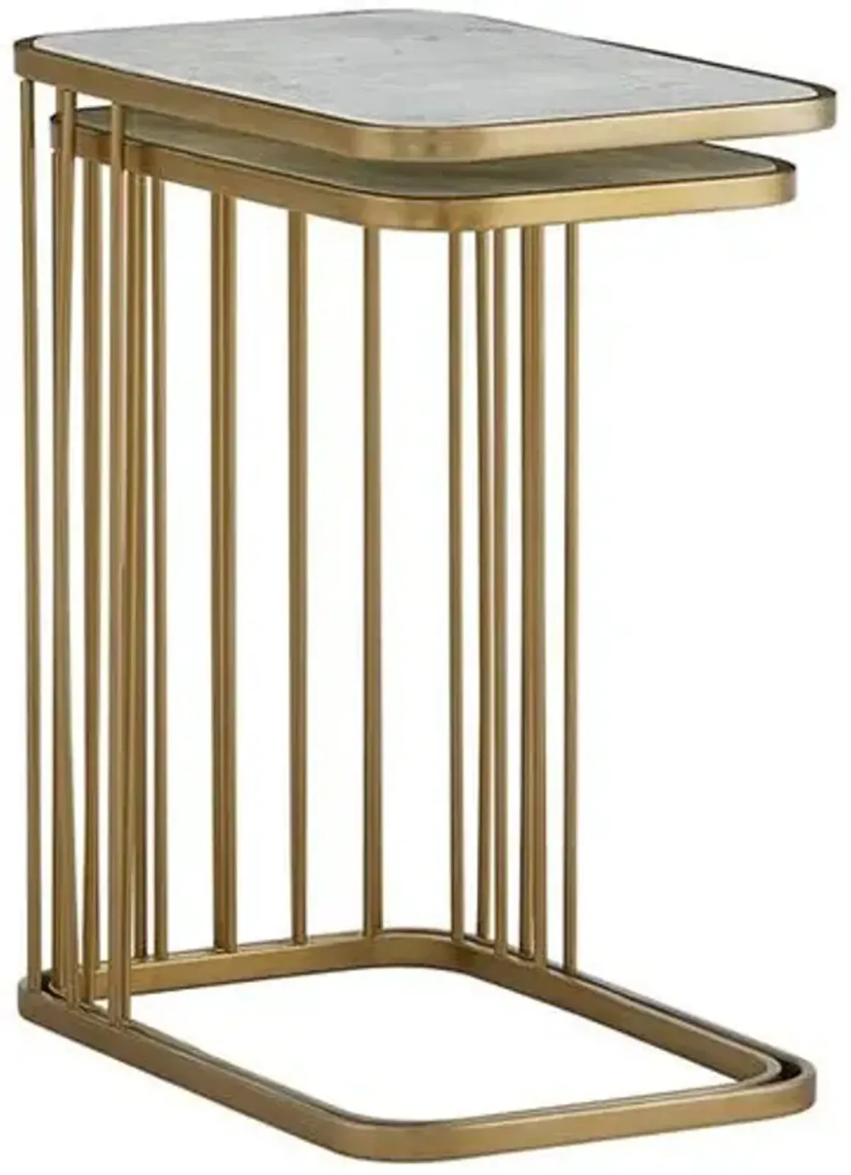 Addison Nesting Tables - Cloud Marble/Antique Brass - Gold