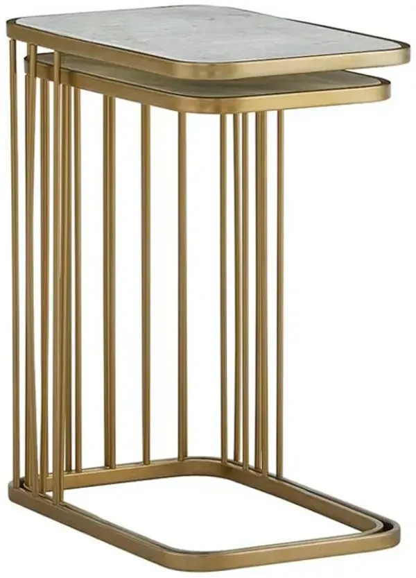 Addison Nesting Tables, Cloud Marble/Antique Brass