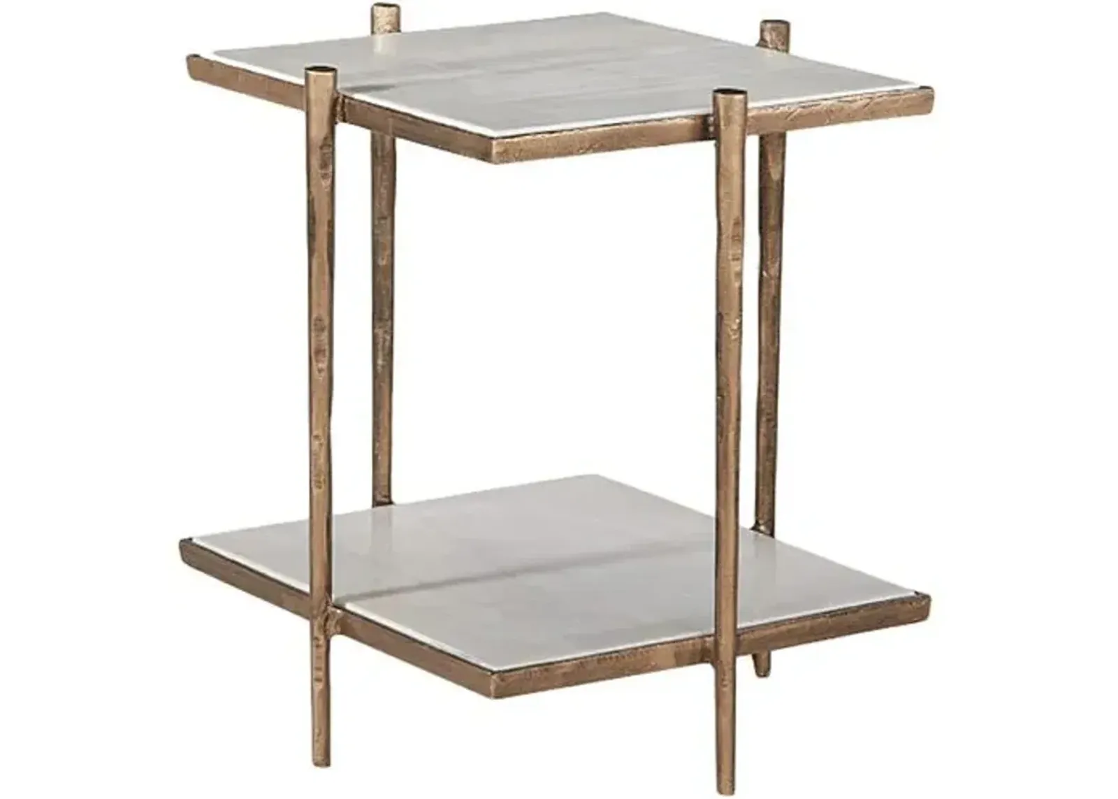 Nathan End Table - Brass/White Marble - Gold