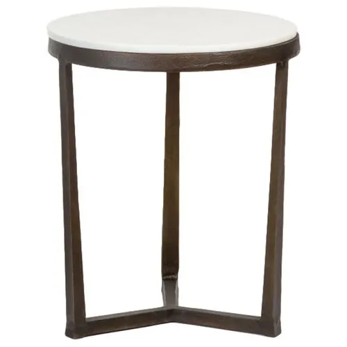 Savannah End Table - Gunmetal/White Marble - Silver