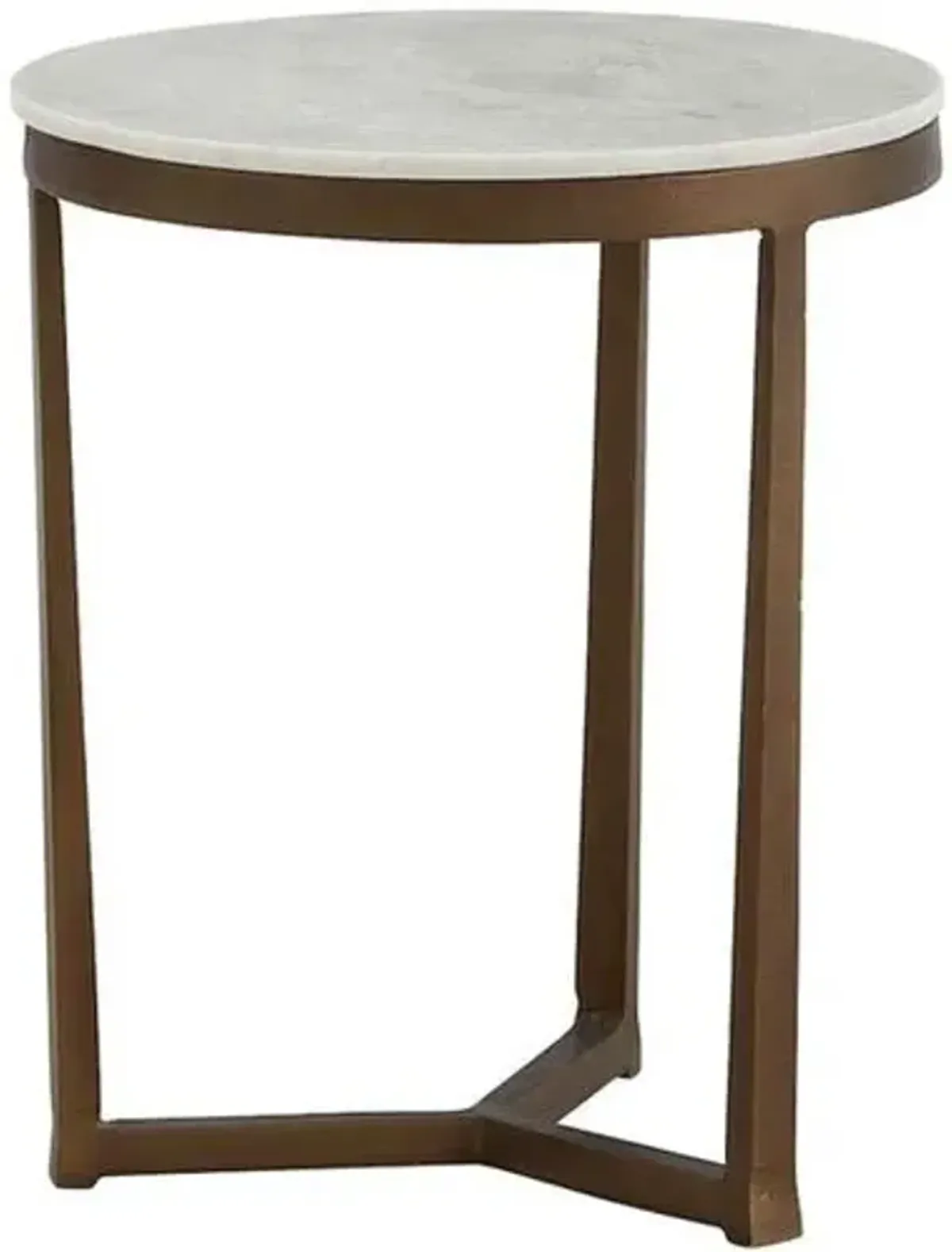 Savannah End Table - Gunmetal/White Marble - Silver