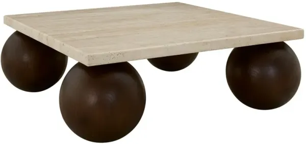 Charles Square Coffee Table, Warm Travertine