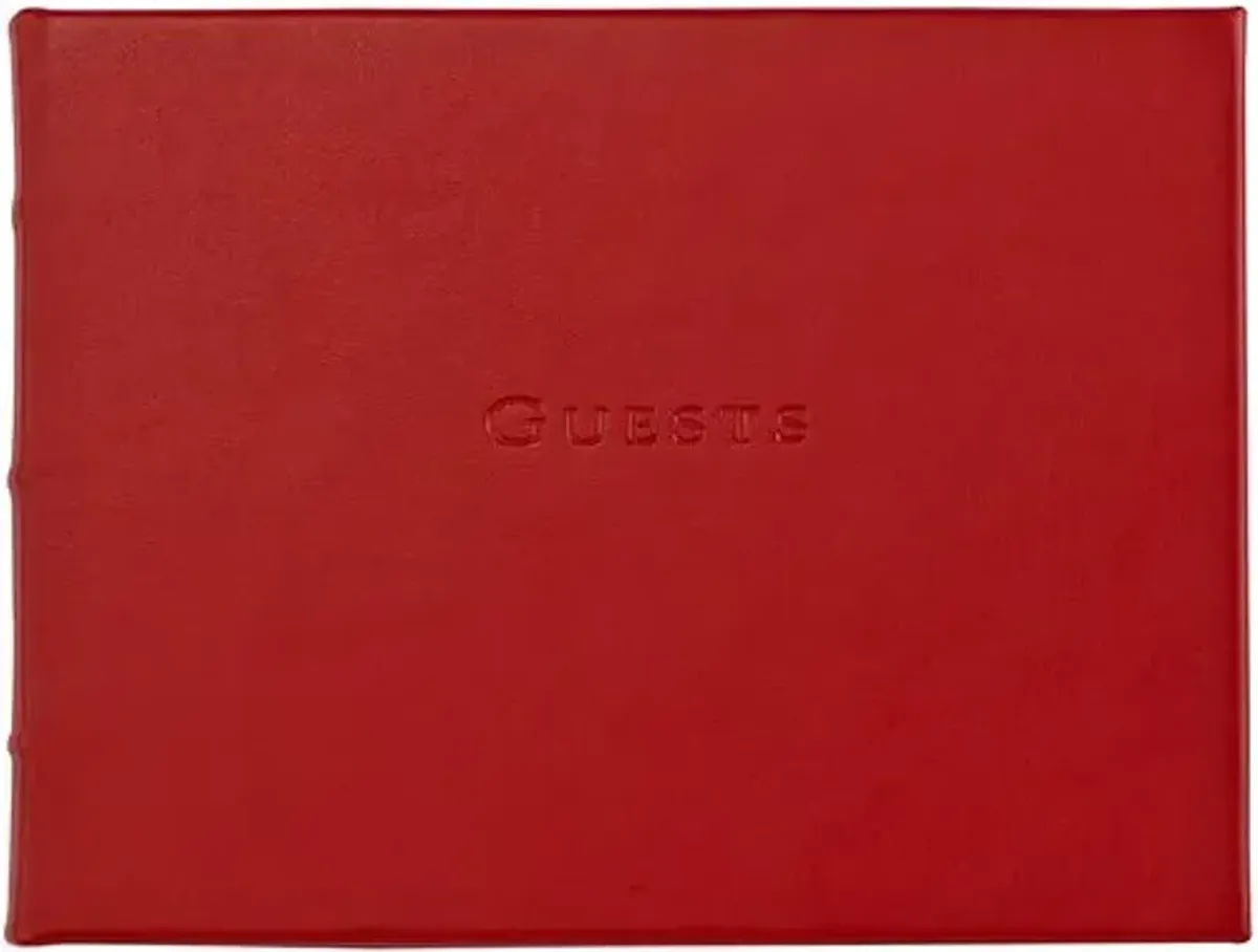 Leather Guest Book - Red