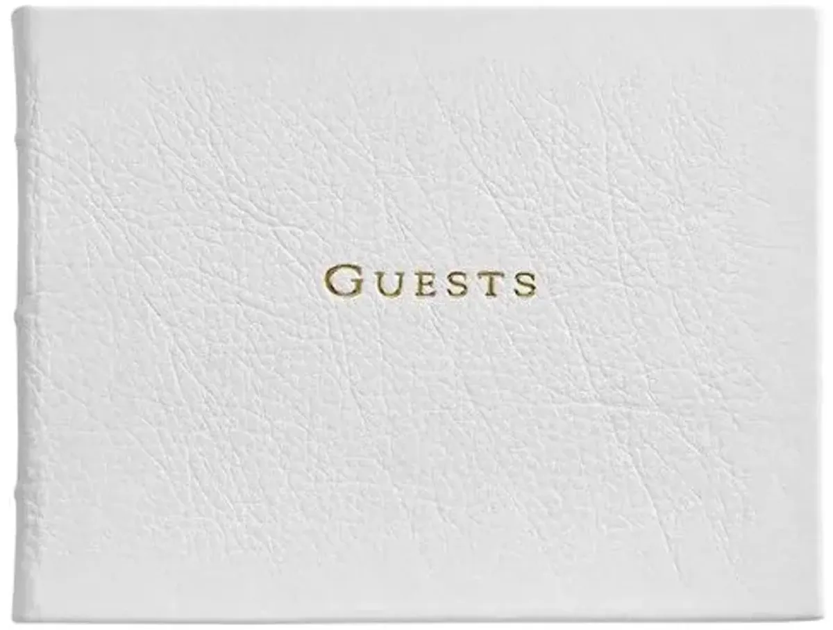 Leather Guest Book - White