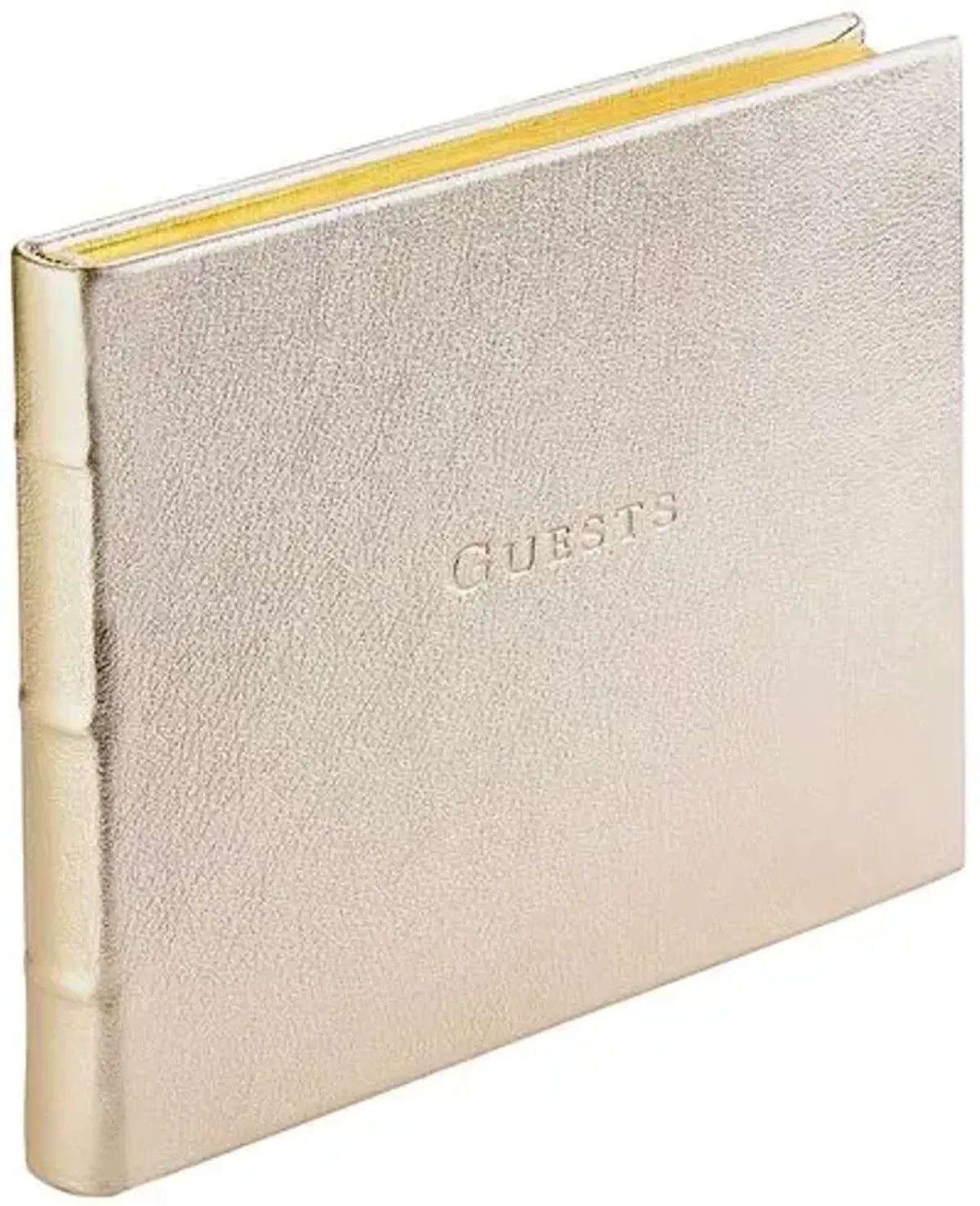 Metallic Leather Guest Book - White Gold