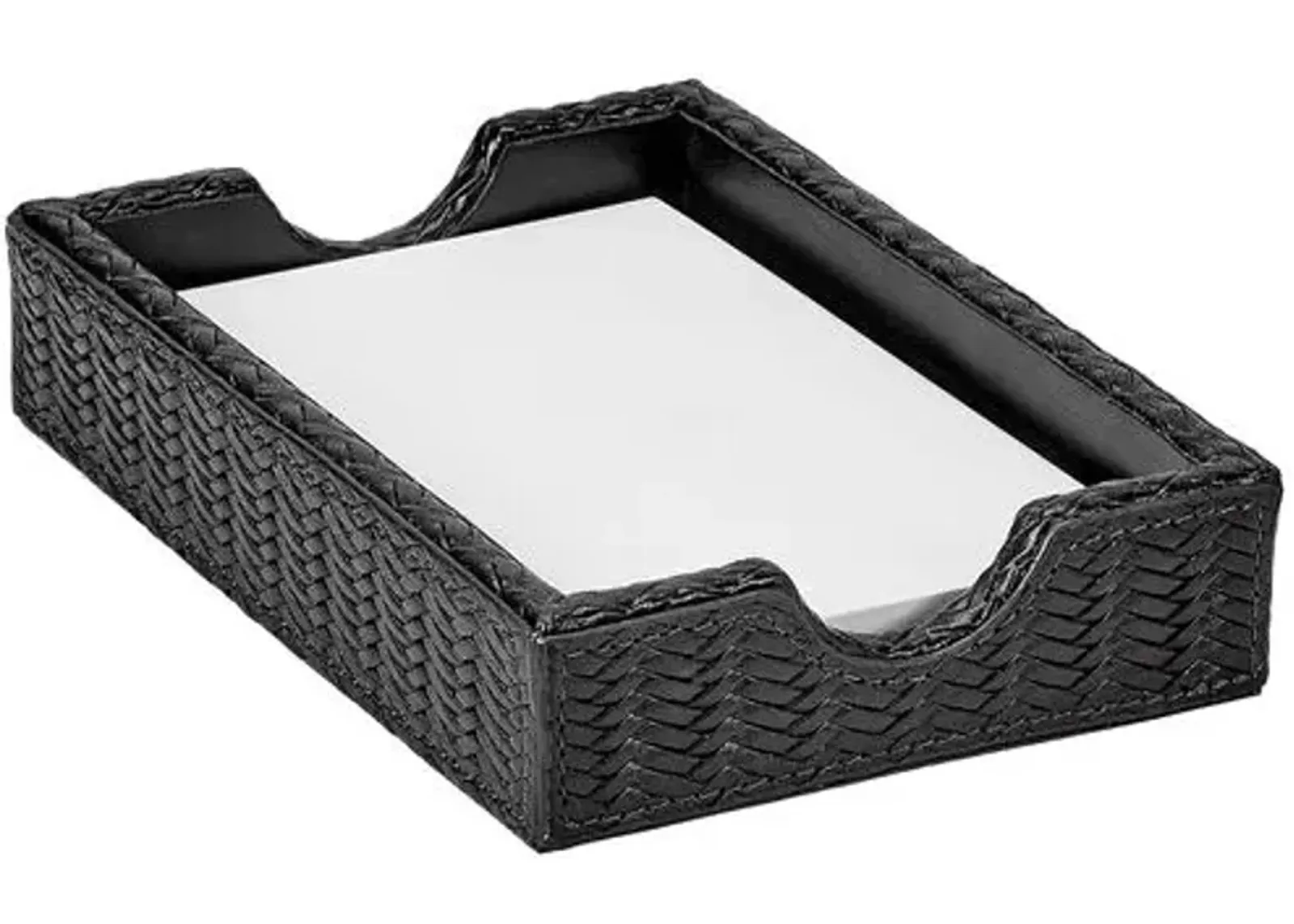 Leather Memo Tray - Black