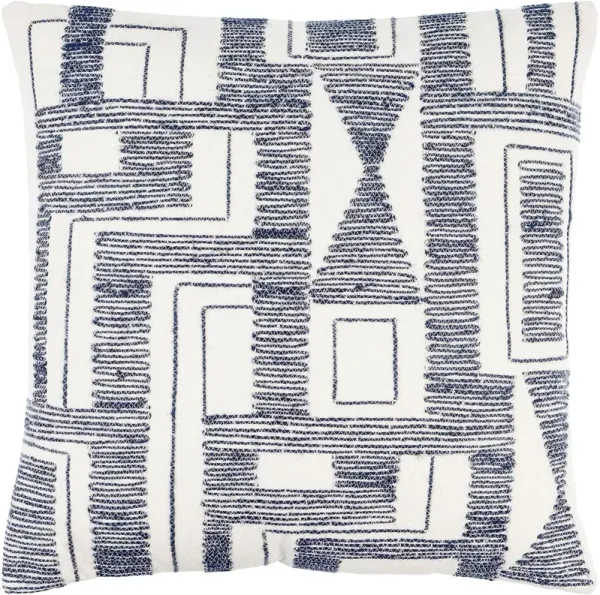 Alvarez Woven Geo Pillow, White/Navy