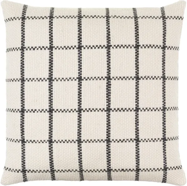 Charmaine Indoor/Outdoor Pillow, Ivory/Black