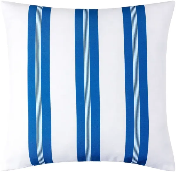 Classic Stripe Indoor/Outdoor Pillow, White/Blue