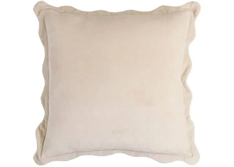 Elfie Scallop Trim Velvet Pillow