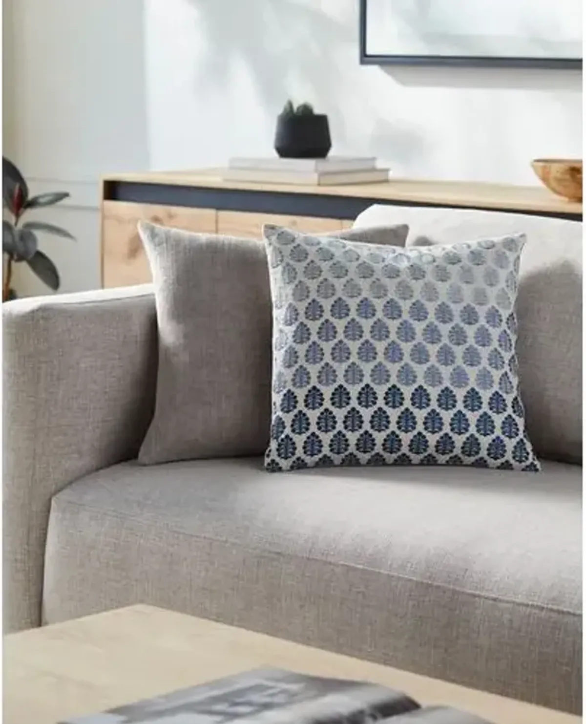 Dabu Embroidered Leaf Pillow