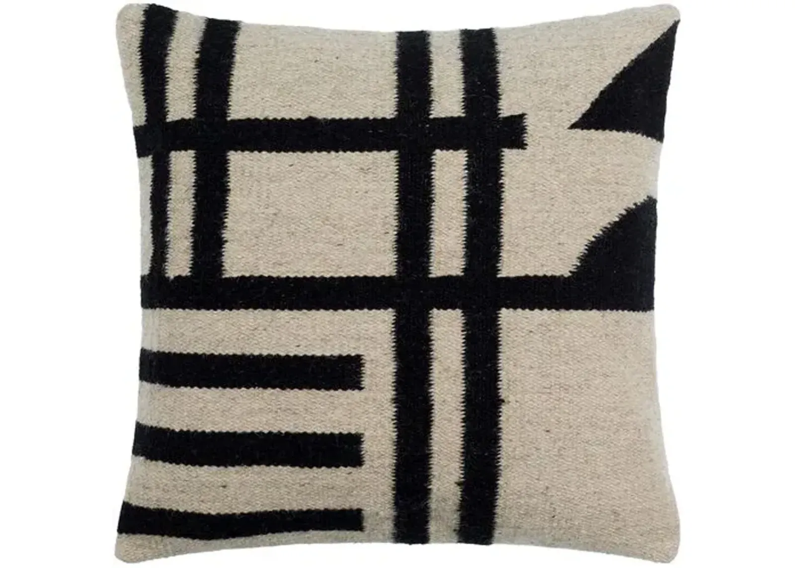 Garold Wool Pillow - Ivory/Black