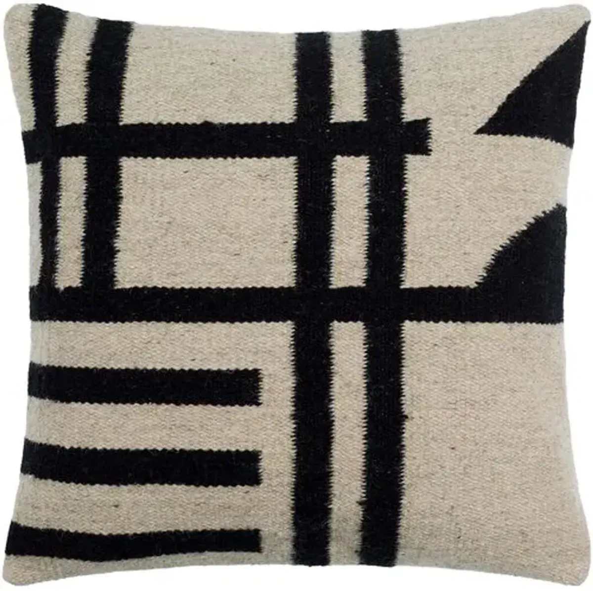 Garold Wool Pillow - Ivory/Black