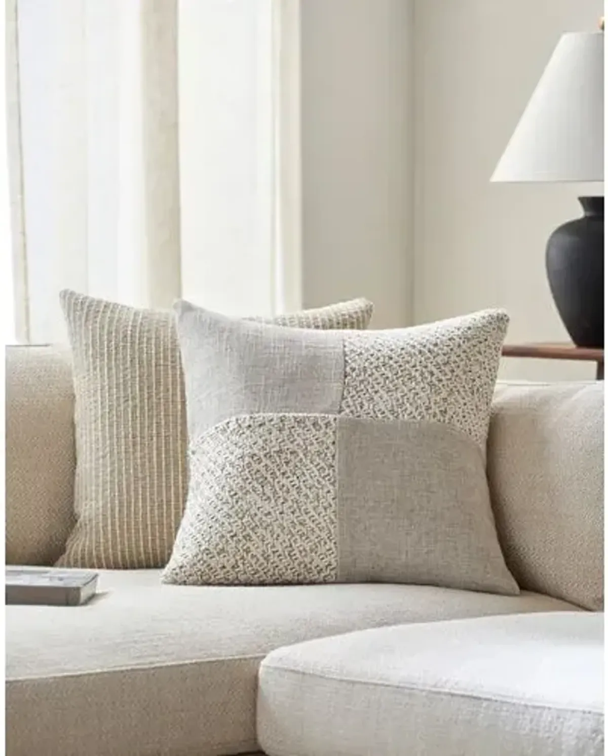 Katherine Pillow - Light Silver/Warm Grey/White