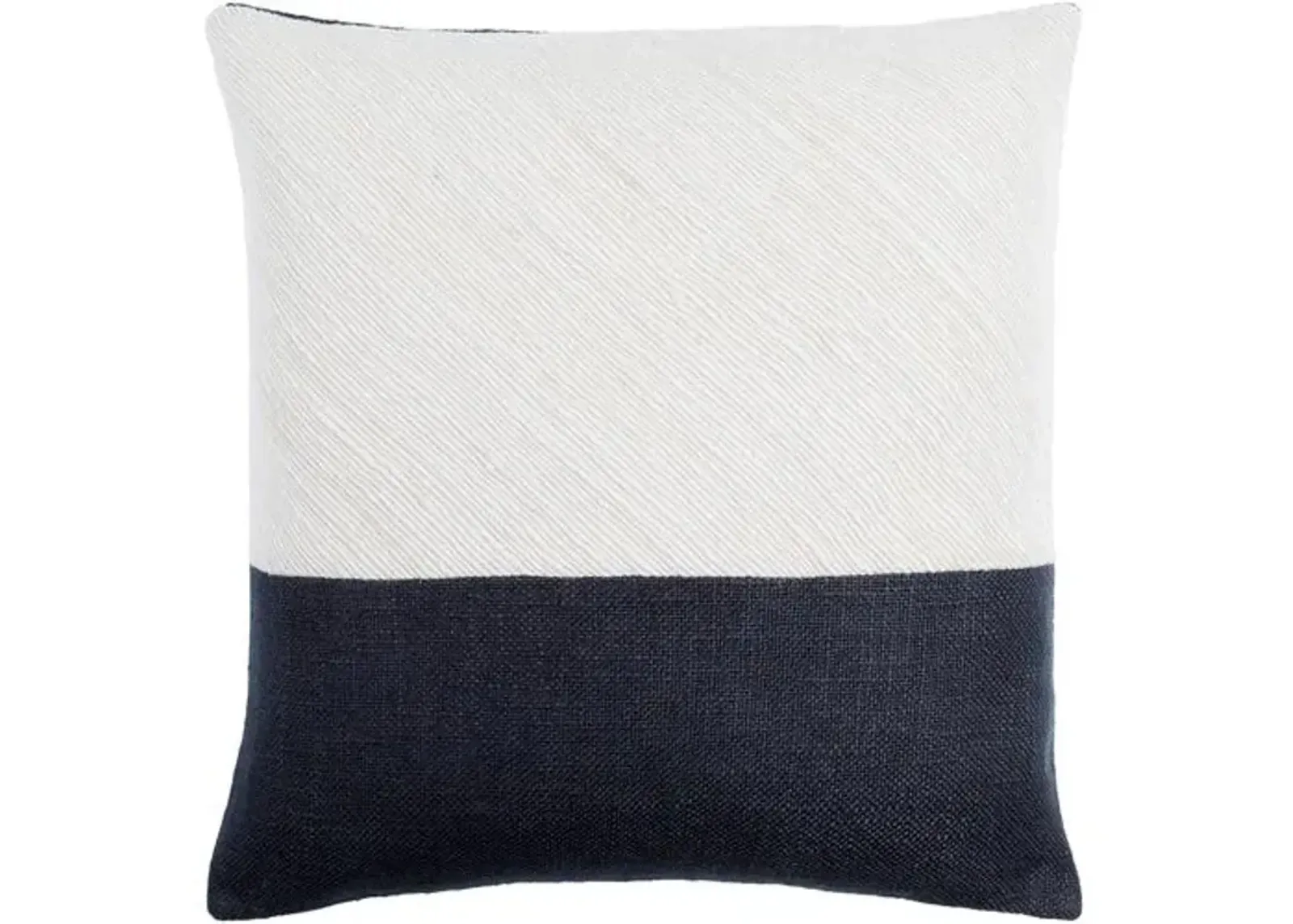 Loomed Linen Colorblock Pillow - Off-White/Onyx