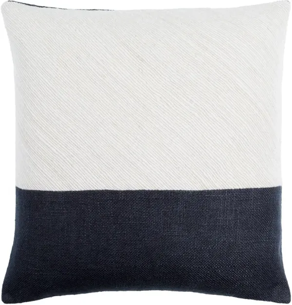 Loomed Linen Colorblock Pillow, Off-White/Onyx