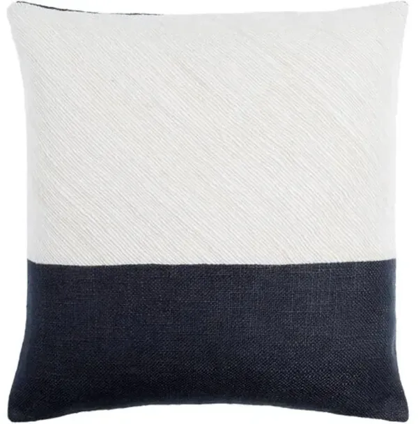 Loomed Linen Colorblock Pillow - Off-White/Onyx