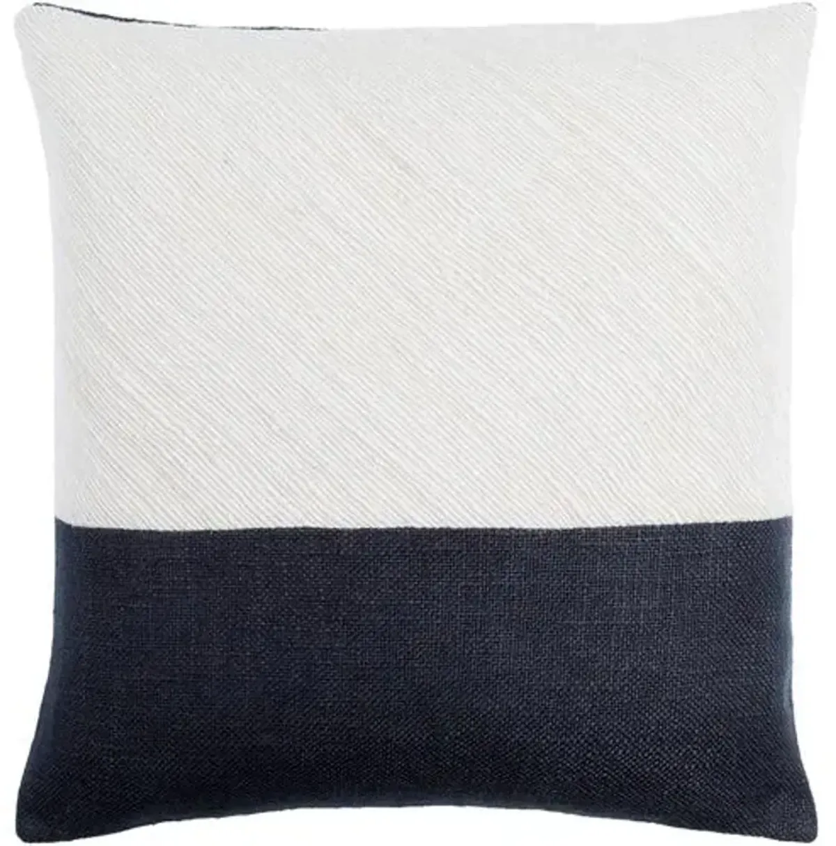 Loomed Linen Colorblock Pillow - Off-White/Onyx