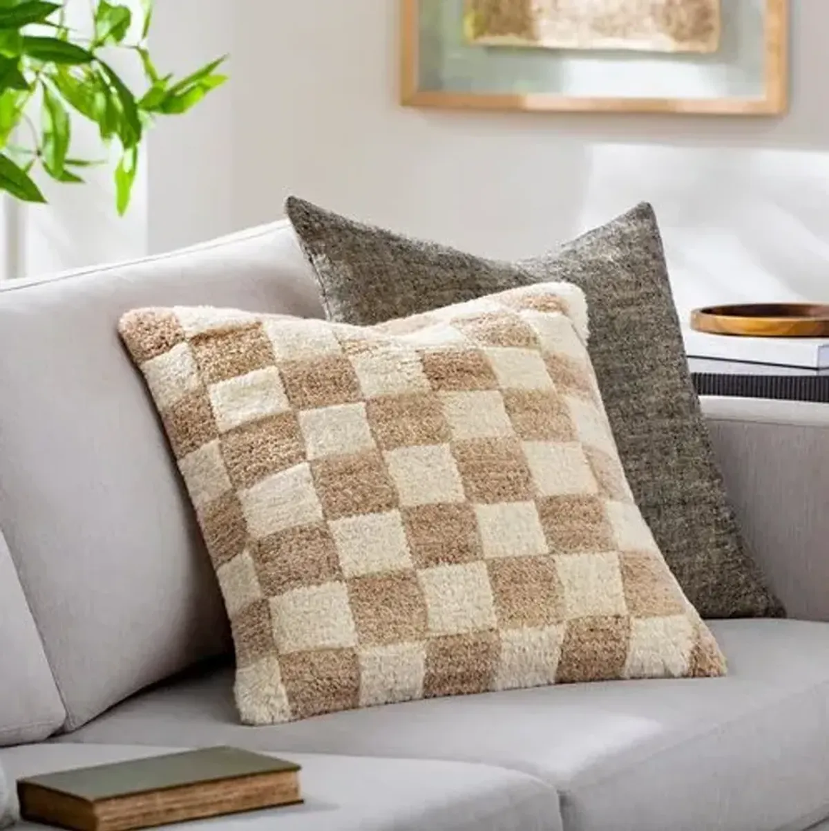 Lukas Checkered Wool Pillow