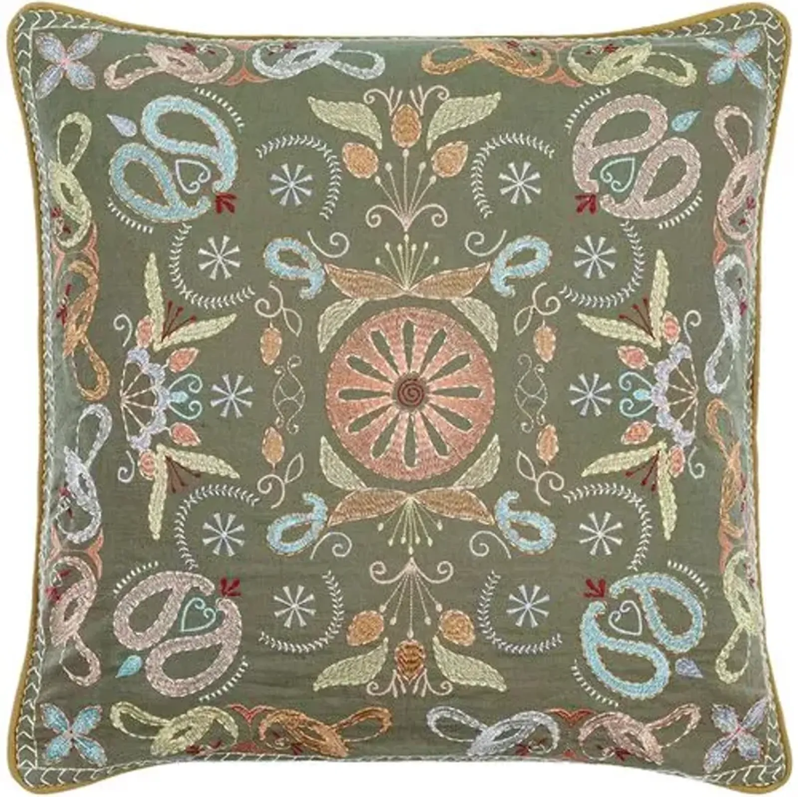 Millie Kay Embroidered Pillow - Olive