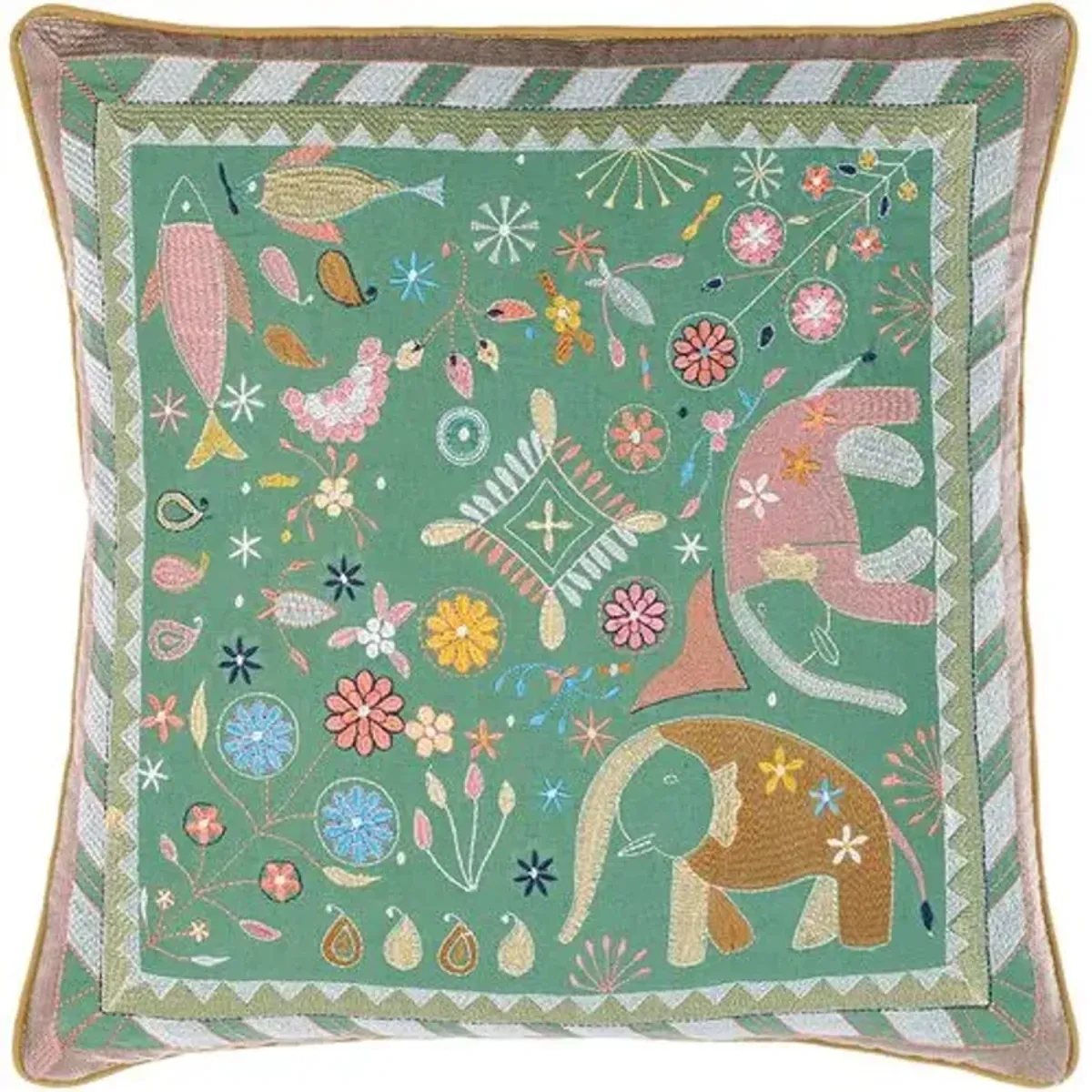 Theodore Embroidered Pillow - Sage