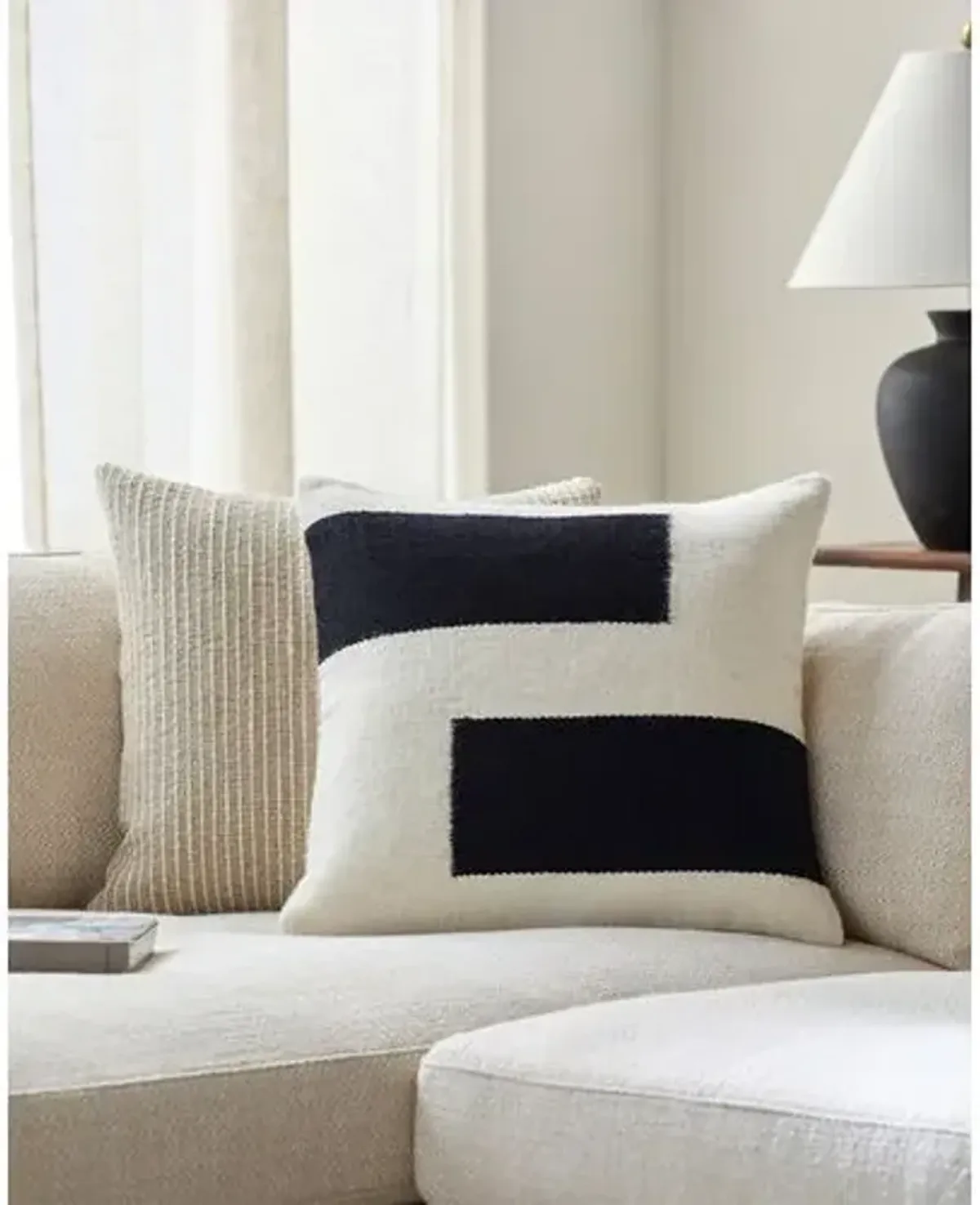 Samuel Wool Stripe Pillow - Ivory/Black