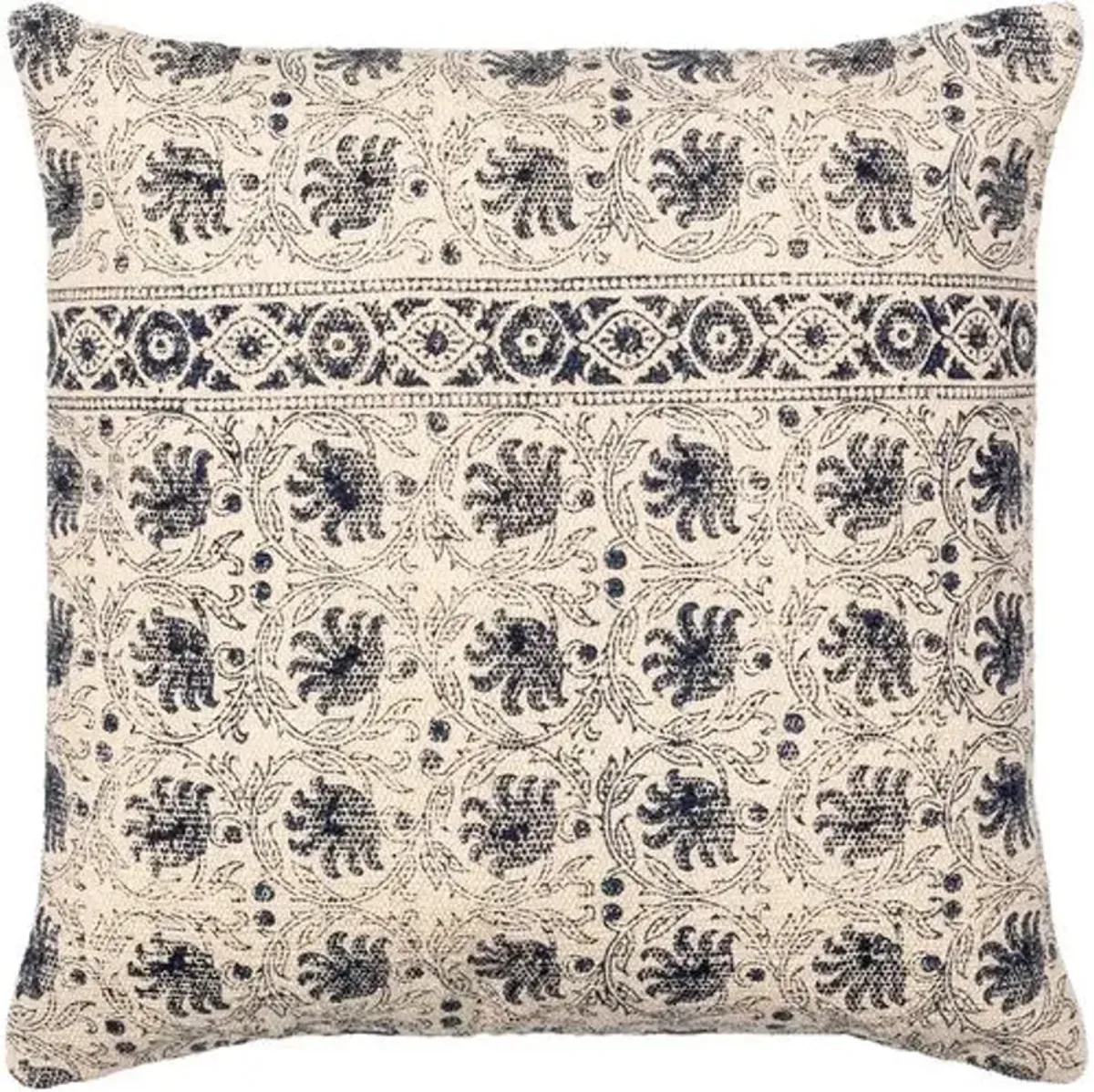 Prisha Pillow - Navy/Light Beige