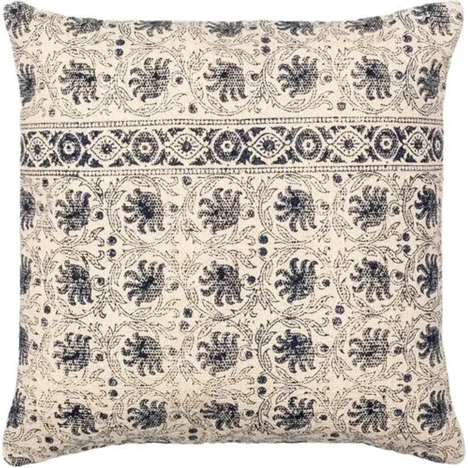 Prisha Pillow - Navy/Light Beige