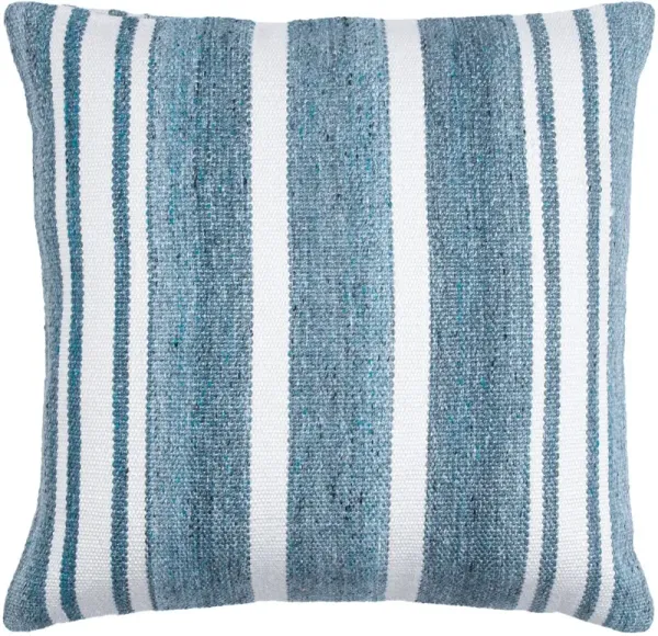Rayer Stripe Indoor/Outdoor Pillow, Blue/White