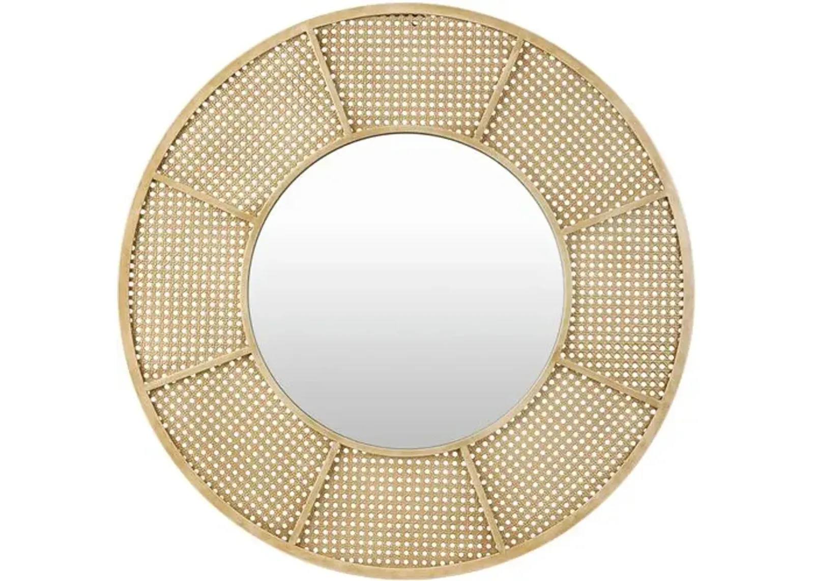 Sansa Round Cane Wall Mirror - Khaki