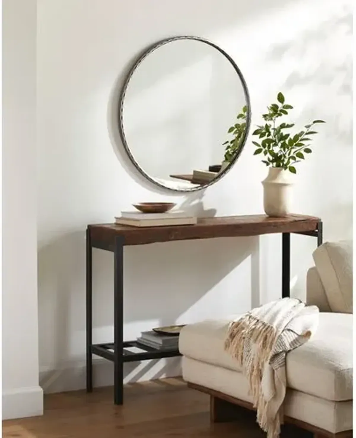 Paulina Round Hammered Wall Mirror